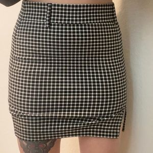 Black gingham skirt with side slit